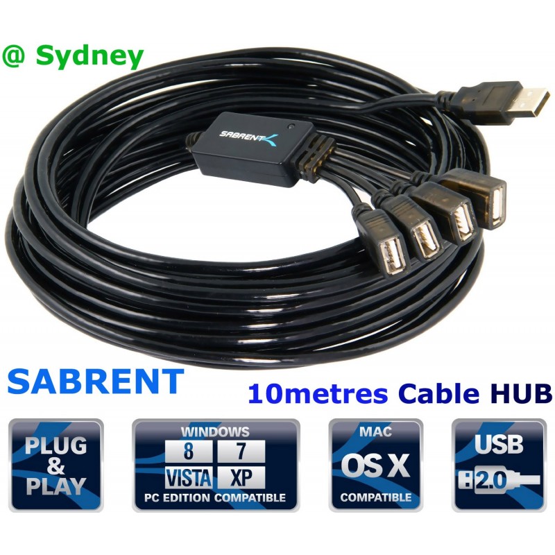 Sabrent 10 Metres USB 2.0 ACTIVE EXTENSION CABLE TYPE A MALE TO TYPE A FEMALE